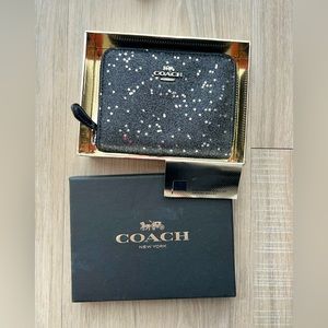 Coach Star Glitter small zip around wallet